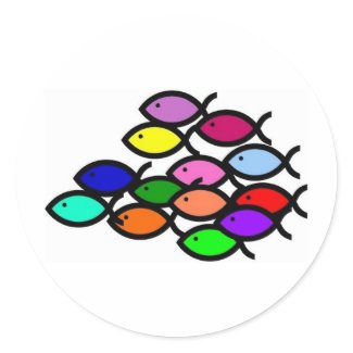 Christian Fish Symbols School in Rainbow Colors sticker
