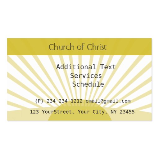 Christian Jesus Church  Cross Business Cards (back side)