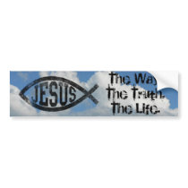 Christian Jesus Fish, Black Ichthys Bumper Sticker