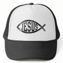 Christian Jesus Fish, Black Ichthys Mesh Hat