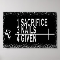 CHRISTIAN MATH 1+3=4 1SACRIFICE + 3NAILS = 4GIVEN PRINT