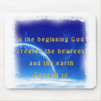 Christian Mouse Pad with Bible Verse Genesis 1:1 mousepads by tshirts4christians Christian Mouse Pad with Bible Verse Genesis 1:1 mousepads
