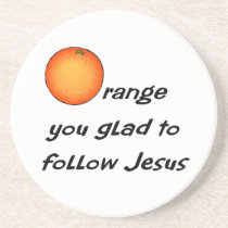 Christian orange fruit design coasters