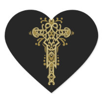 Christian Ornate Cross 26 Heart Sticker