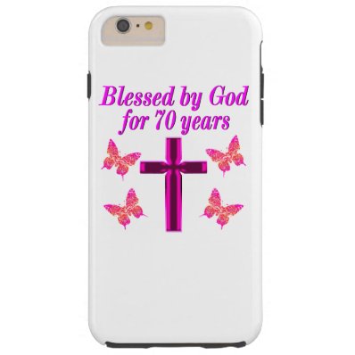 CHRISTIAN PINK 70TH BIRTHDAY CROSS DESIGN TOUGH iPhone 6 PLUS CASE