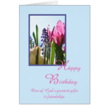 Christian Religious Birthday Card -- Spring Flower