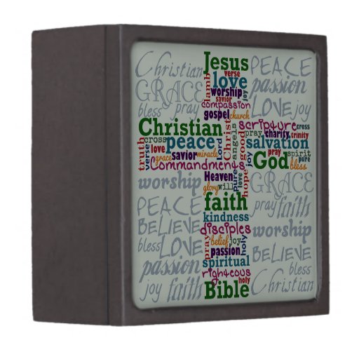Christian Religious Word Art Cross Jewelry Box Zazzle