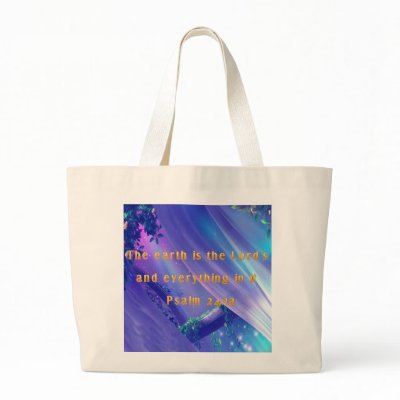 Christian Tote Bag with Bible Verse Psalm 24:1 by tshirts4christians