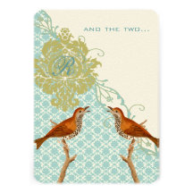 Christian Vintage Birds Damask Wedding Invites
