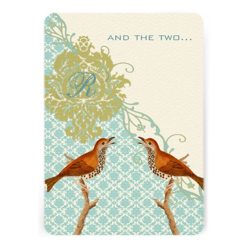 Christian Vintage Birds Damask Wedding Invites