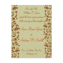 Christian Wedding Invitation Carmel and Blueberry Postcard