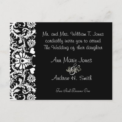 Christian Wedding Invitation Elegant Black White Post Cards by samack