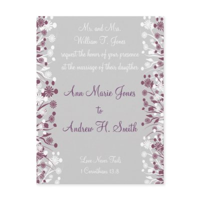 Religious Wedding Cards on Christian Wedding Invitation Grape   Gray Post Cards From Zazzle Com