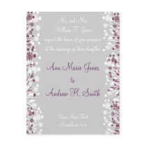 Christian Wedding Invitation Grape White Taupe postcards