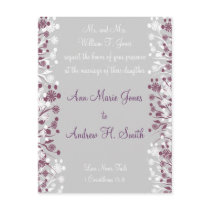 Christian Wedding Invitation Grape White Taupe postcards