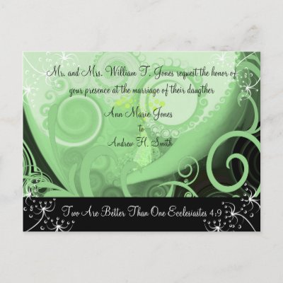Christian Wedding Invitation Green Cala Lily Post Cards by samack