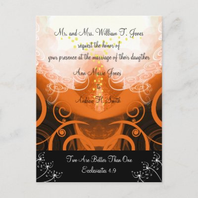 Post Wedding Invitations on Christian Wedding Invitation Orange Cala Lily Post Card From Zazzle