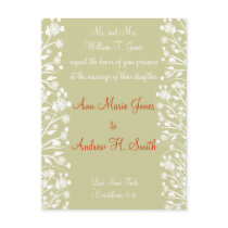 Christian Wedding Invitation Orange White Taupe postcards