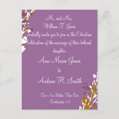 Christian Wedding Invitation Purple Elegance Post Cards by samack