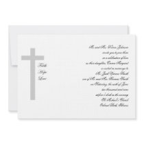 Christian Weddings Faith Hope Love Grey Cross invitations