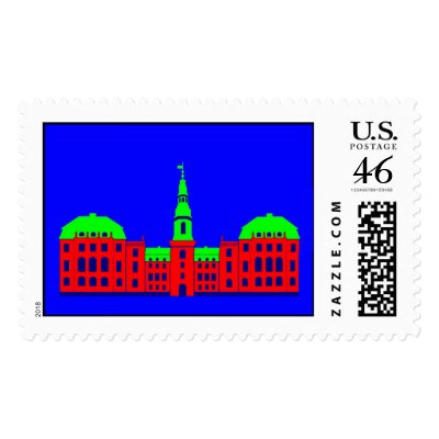 Christiansborg - red postage stamps by lonvig