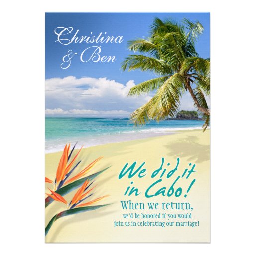 Christina EMERALD WATERS Cabo reception (linen) Personalized Invites