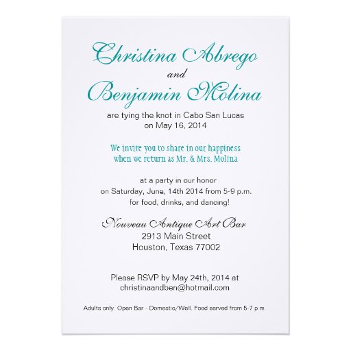 Christina EMERALD WATERS Cabo reception (linen) Invitations