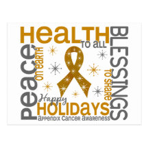 Christmas 4 Appendix Cancer Snowflakes Post Card