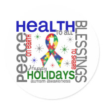Christmas 4 Autism Snowflakes Sticker