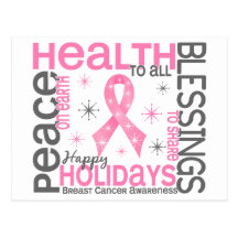 Christmas 4 Breast Cancer Snowflakes Postcard