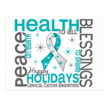 Christmas 4 Cervical Cancer Snowflakes Postcards