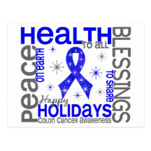 Christmas 4 Colon Cancer Snowflakes Post Card