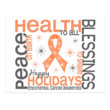 Christmas 4 Endometrial Cancer Snowflakes Post Cards