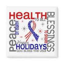 Christmas 4 God Bless The USA Patriotic Fridge Magnets