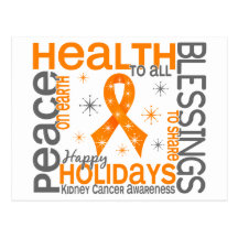 Christmas 4 Kidney Cancer Snowflakes Postcards