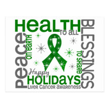 Christmas 4 Liver Cancer Snowflakes Postcards