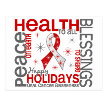 Christmas 4 Oral Cancer Snowflakes Post Card