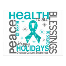 Christmas 4 Ovarian Cancer Snowflakes Post Cards