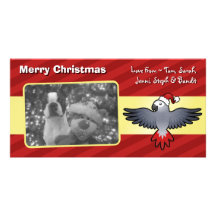 Christmas African Grey (medium bird) Picture Card