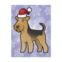 Christmas Airedale Terrier / Welsh Terrier Postcard