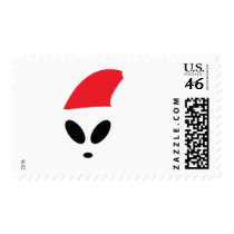 Christmas Alien Postage Stamp