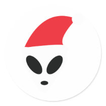 Christmas Alien Round Stickers
