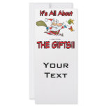 christmas all about the gifts humor rack cards
