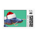 Christmas Alligator Postage Stamp