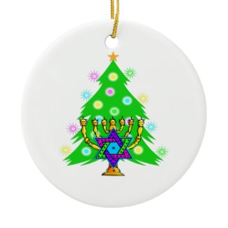 Christmas and Hanukkah Together Ornament