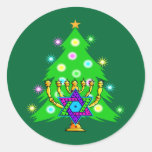 Christmas and Hanukkah Together Round Sticker