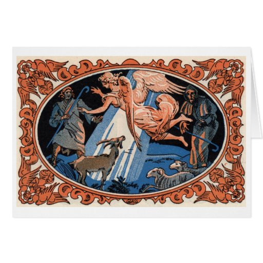 Christmas angel and shepherds card Zazzle