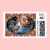Christmas angel and shepherds postage stamp