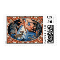 Christmas angel and shepherds postage stamp by fanfreluche Christmas angel and shepherds postage stamp