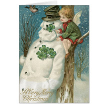 Christmas Angel and Snowman Greeting Cards